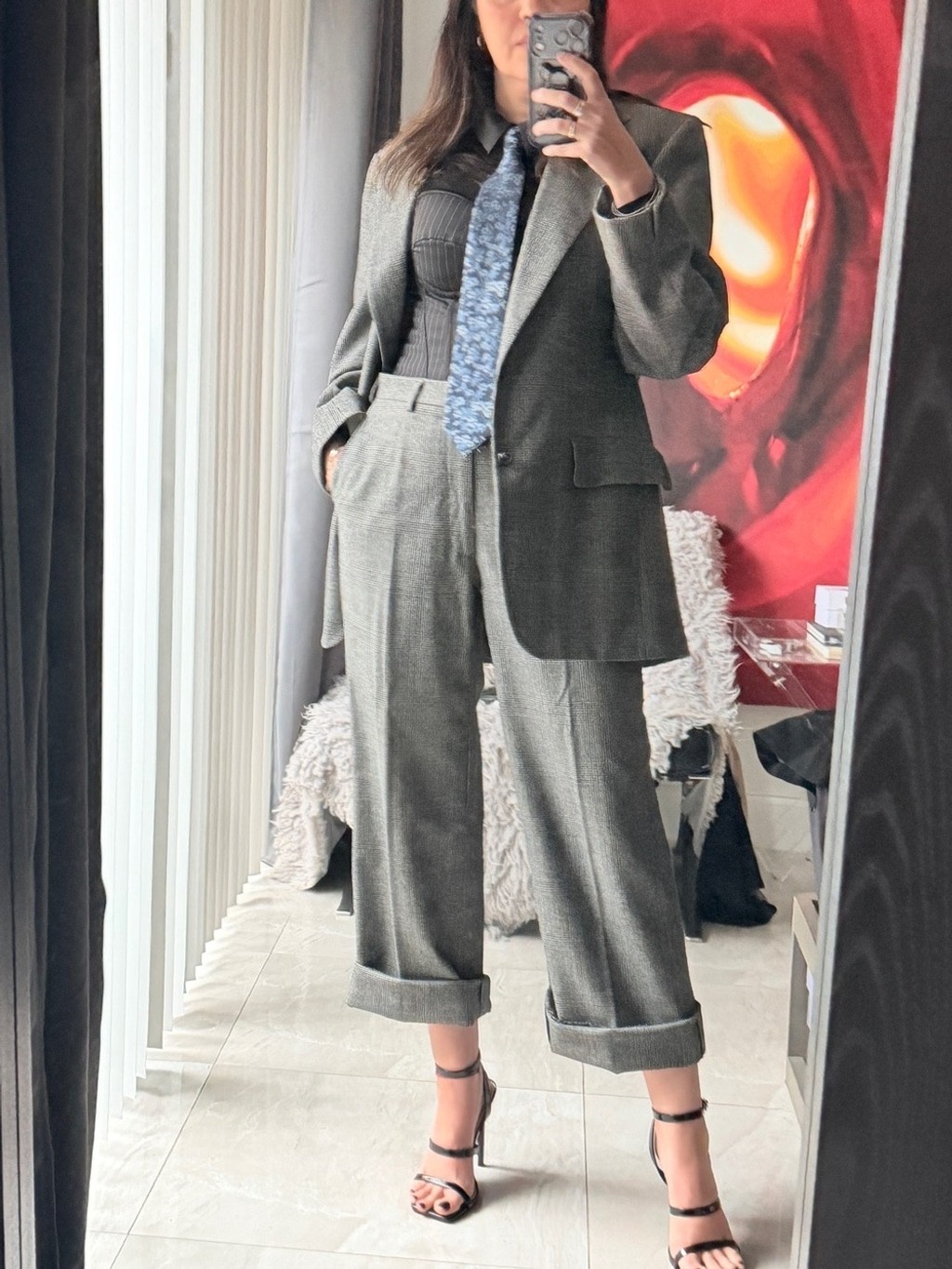 Vintage Burberry Suit Gray Glen Plaid- Classic Tailored Style