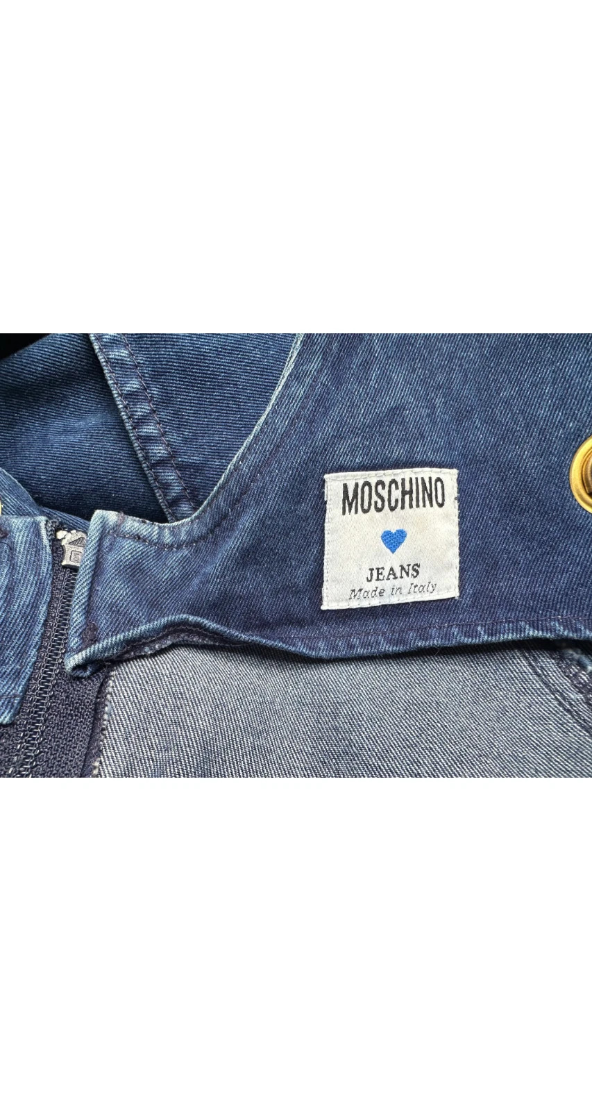 Moschino 1990s Blue Denim Grommet Lace-Up Vintage Sleeveless Dress