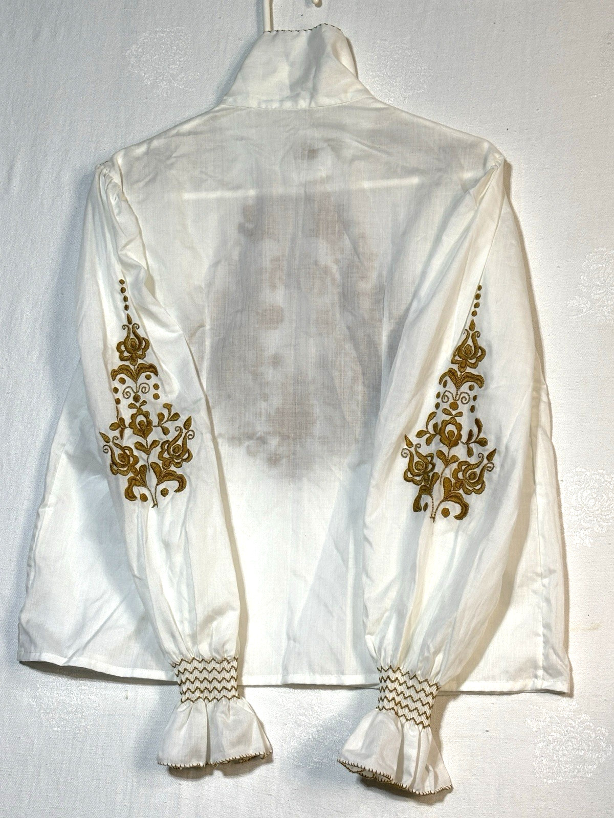 Women’s Peasant Blouse Med Hungarian Folklore Folk Art Gold 70s Vintage RARE