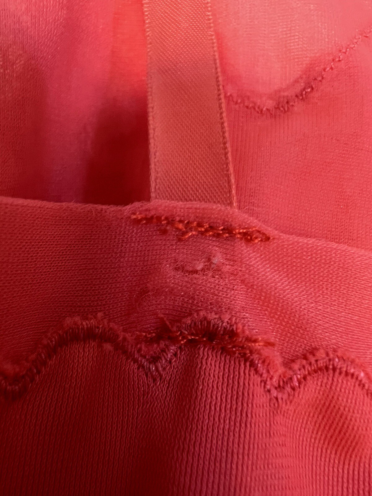 Vtg 50s/60s Luxite Kayser Slip Sz 32 Red/Pink & Lace Nylon Midi Repaired