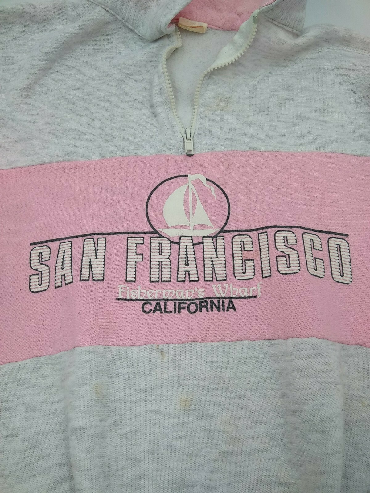 Vintage San Francisco Fisherman’s Wharf Sweatshirt – Pink & Gray Heather 1/4 Zip