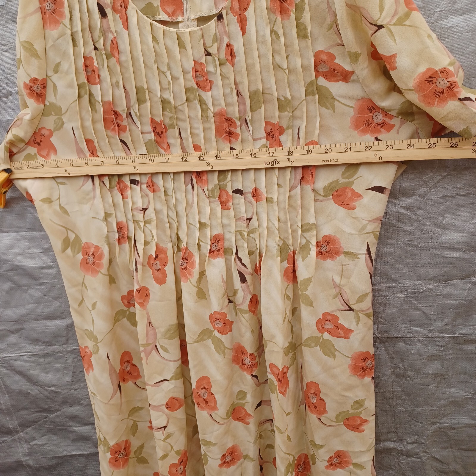 Vintage Lady Darian Dress 18W Cream Red Floral Tie Waist Tea Dress Shoulder Pads
