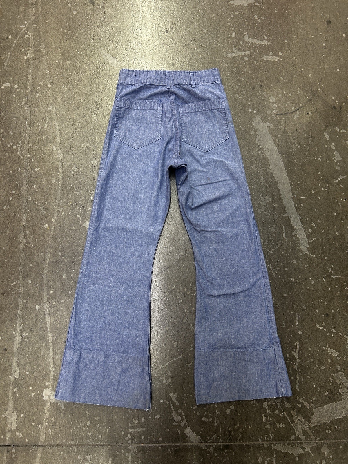 Vintage 70s US Navy Seafarer Bell Bottom Denim Dungarees High Rise 24×28