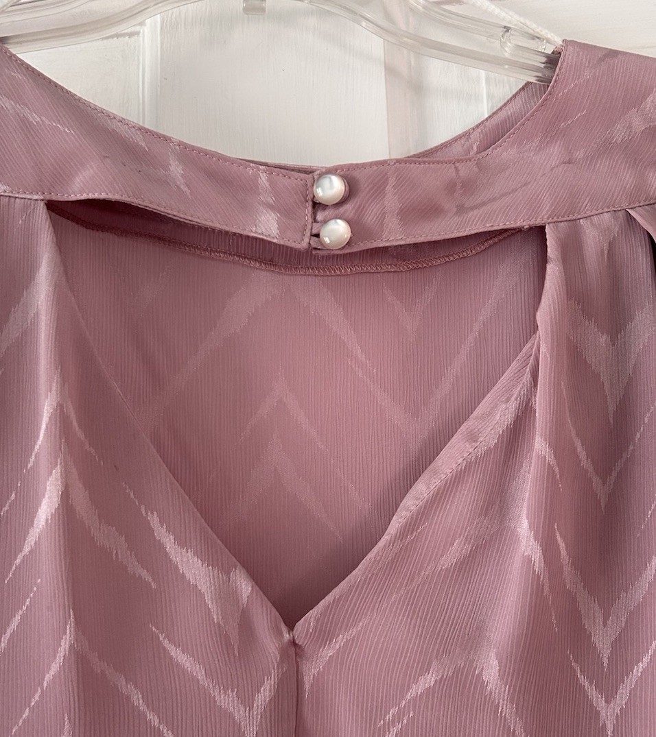 VTG 80s PK’s Kloset Pink Shift Dress Pleated Sleeve – Keyhole Neckline Sz 14