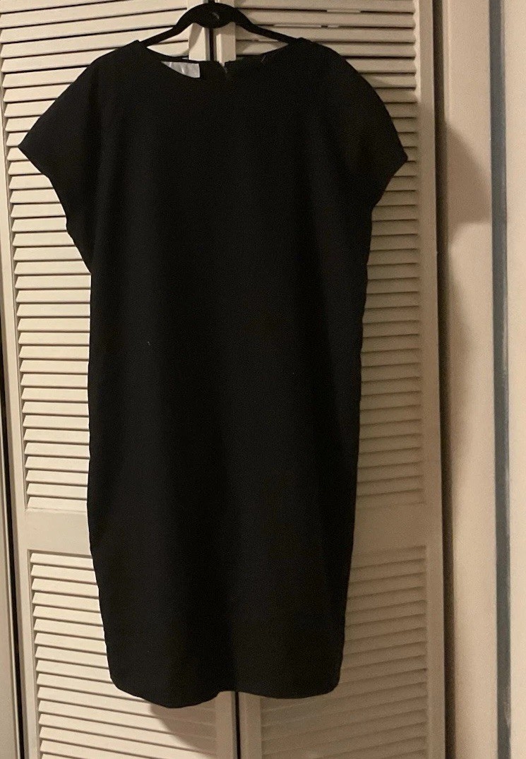 Plus Size Vintage 1950-60 Black Fitted Wool Dress Made By tanner 48 Bust