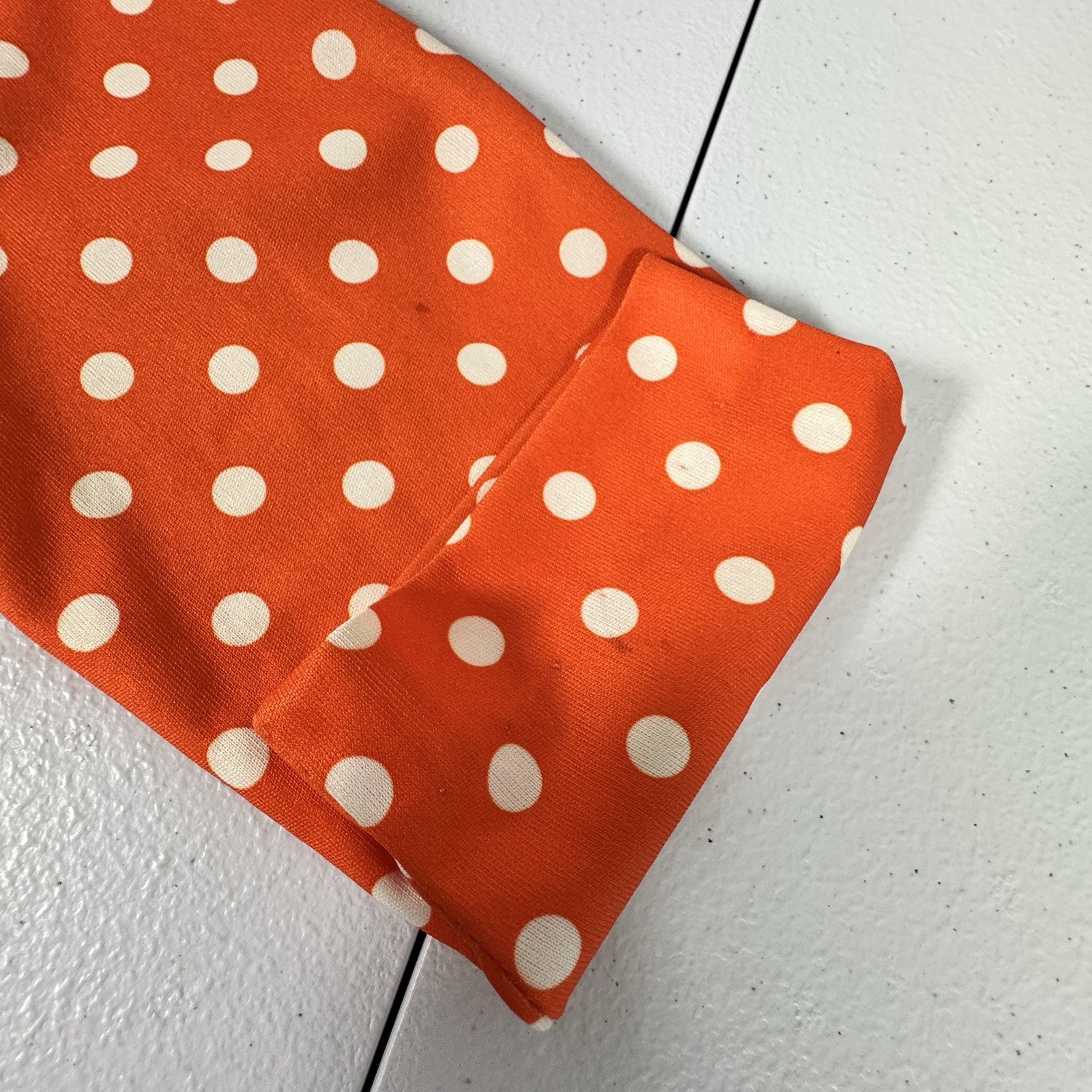 Vintage Polka Dot 2 Piece Set Orange Blouse Camisole Belt Retro Pin Up S