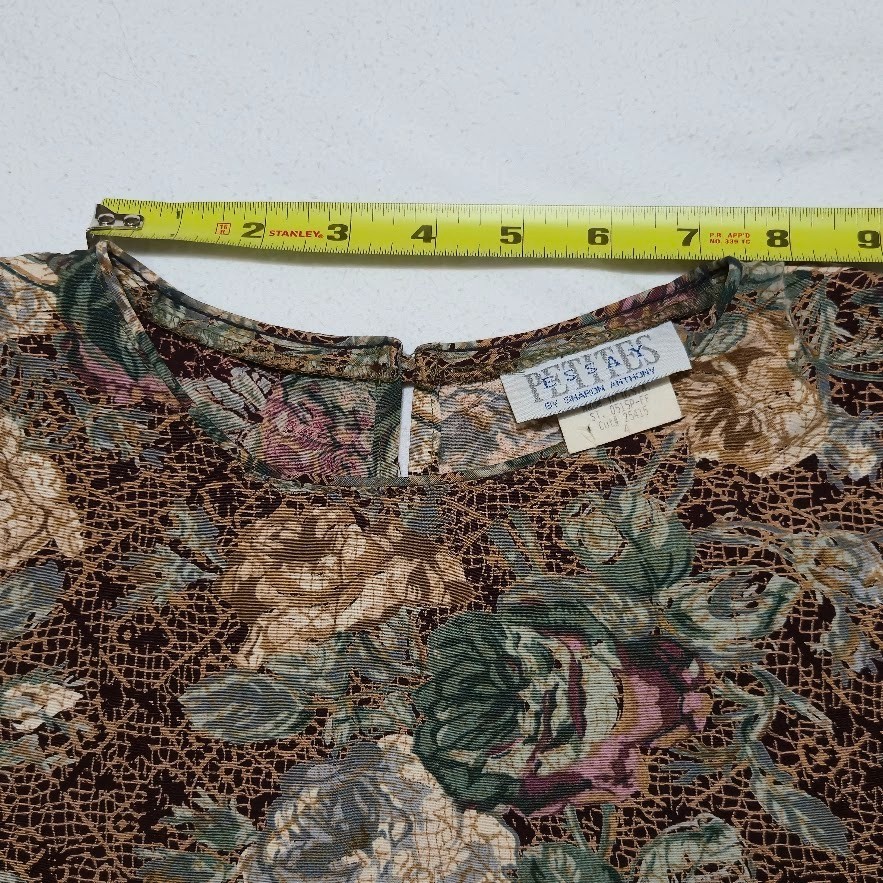 Vintage 90s Essay Sharon Anthony Floral Blouse Dark Academia Whimsigoth Petite 4