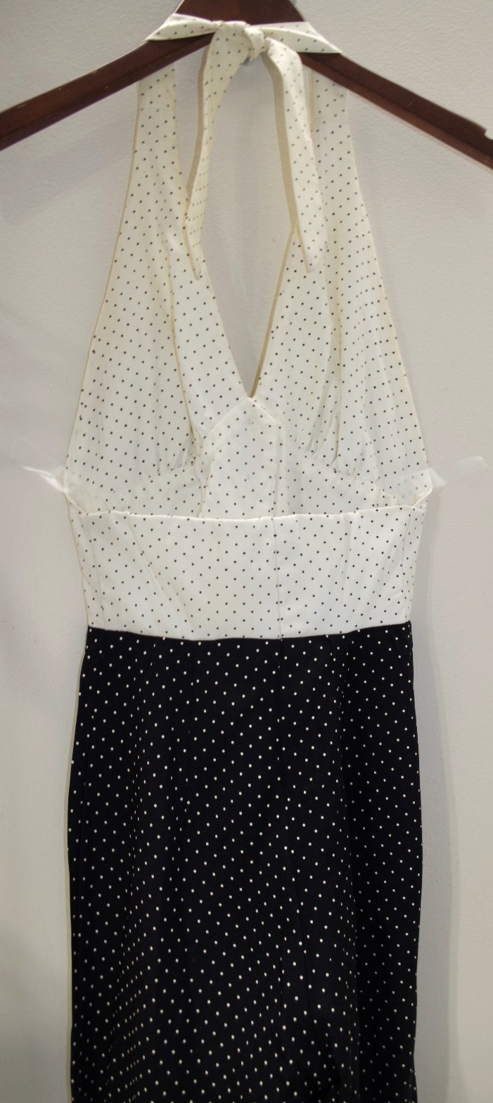 H4 True Vintage Black & Whited Painted Dots XXS Halter Jumpsuit & Jacket