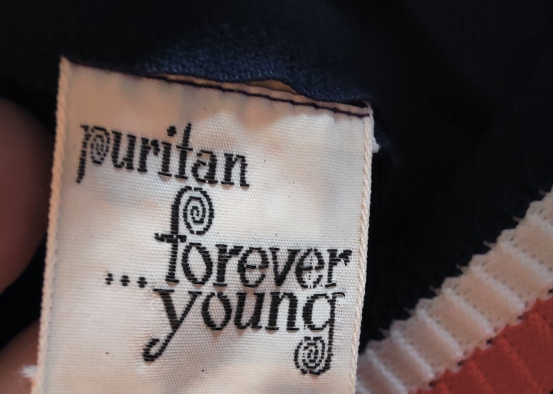 Puritan Forever Young Dark Navy Blue Dress Size 14 Vintage 1972 Made In USA