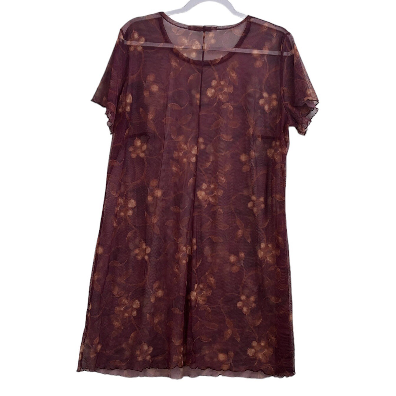 Brentwood Sheer Net Vintage 90s Floral Dress Roses Retro Mini