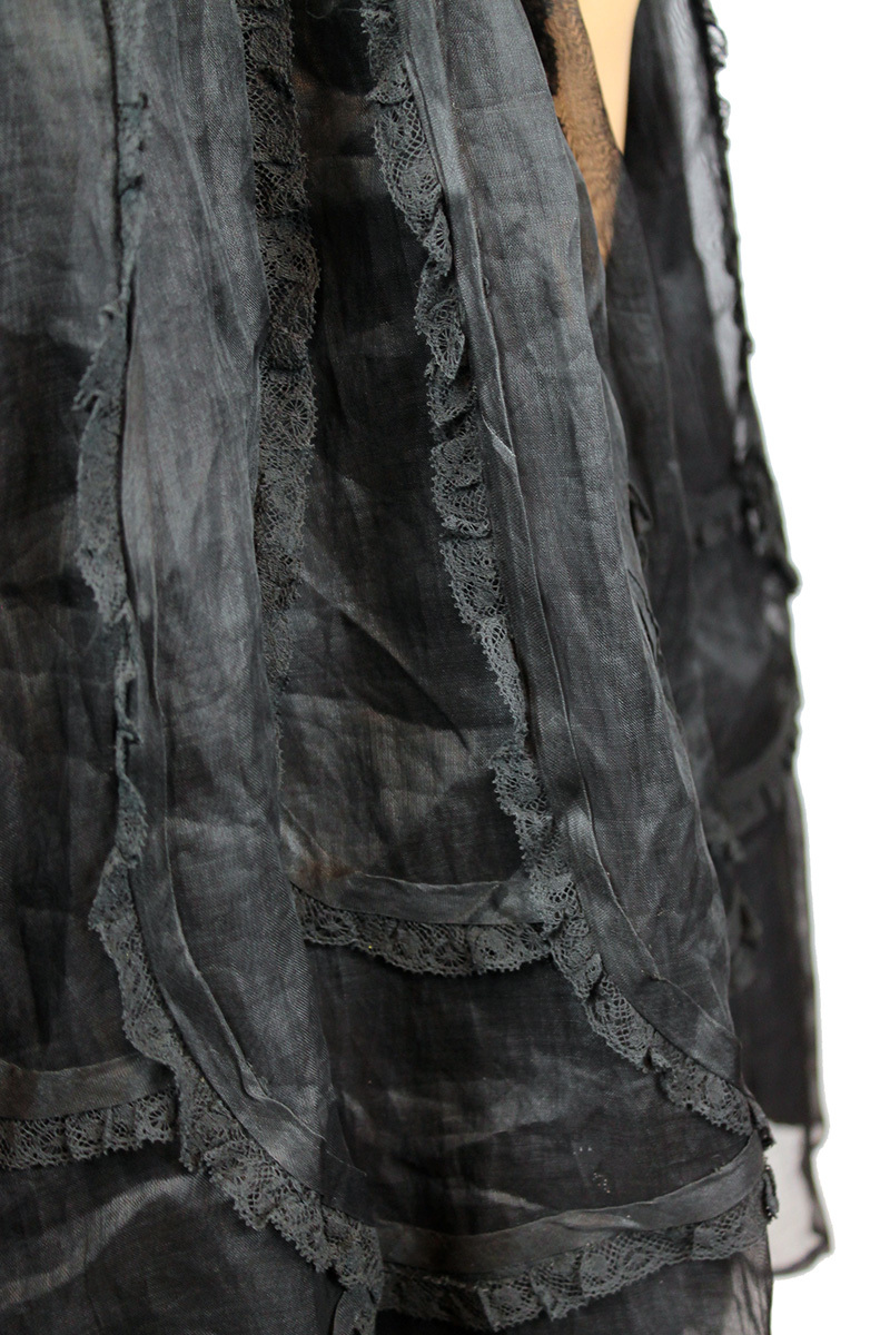 50s Prom Dress XS Vintage Black Sleeveless Organdy Chiffon Lace Cocktail Gown