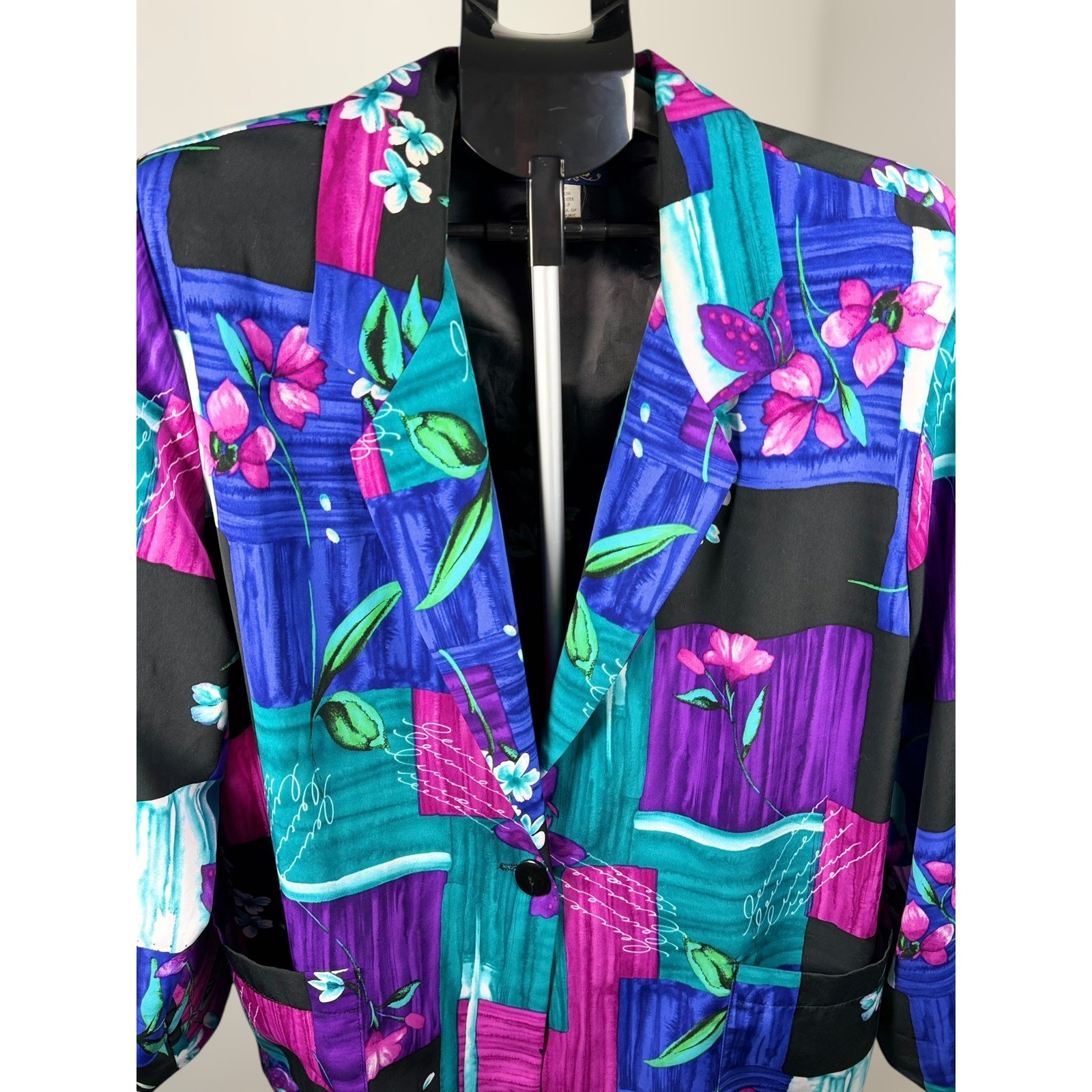 Vintage Willow Ridge Blazer Multi Color Floral Abstract Patchwork XL-P 80019