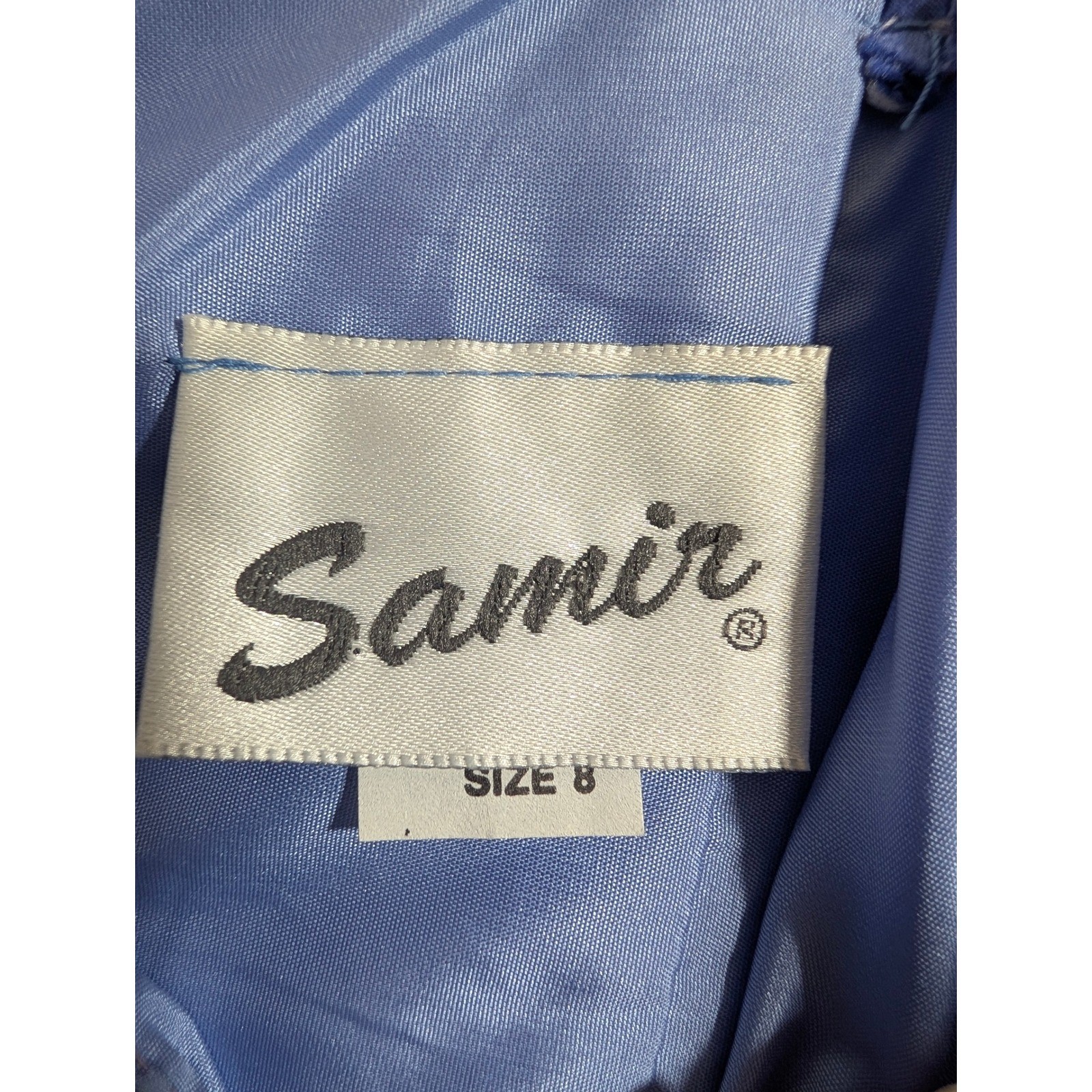 Samir Dress Womens 8 Blue Vintage 80s Rhinestone Bow Textured Mini Cocktail