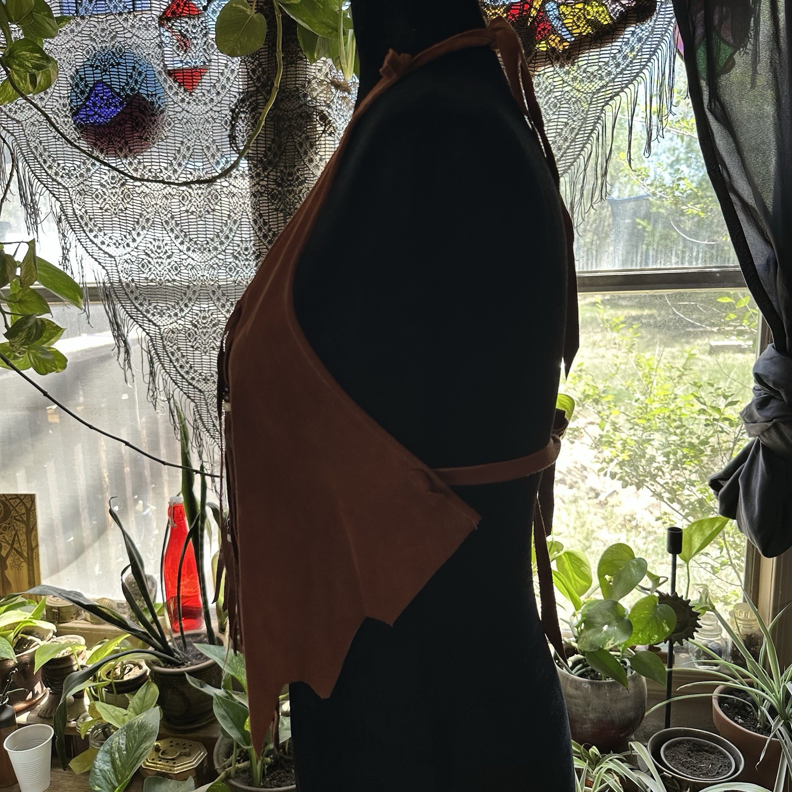 Vintage 70’s NWOT Deadstock Rust Brown Suede Halter Top. Small. Boho. Festival.
