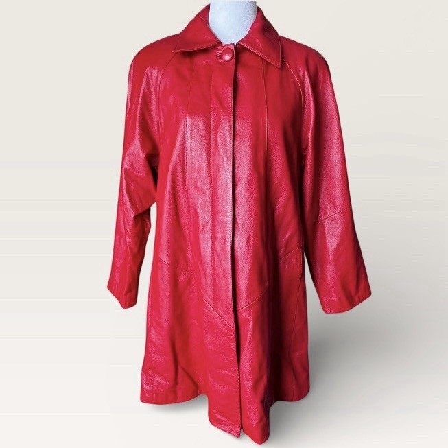 VTG NWT Leather Limited Red Swing Coat Thermolite 90s DEADSTOCK Womens Small