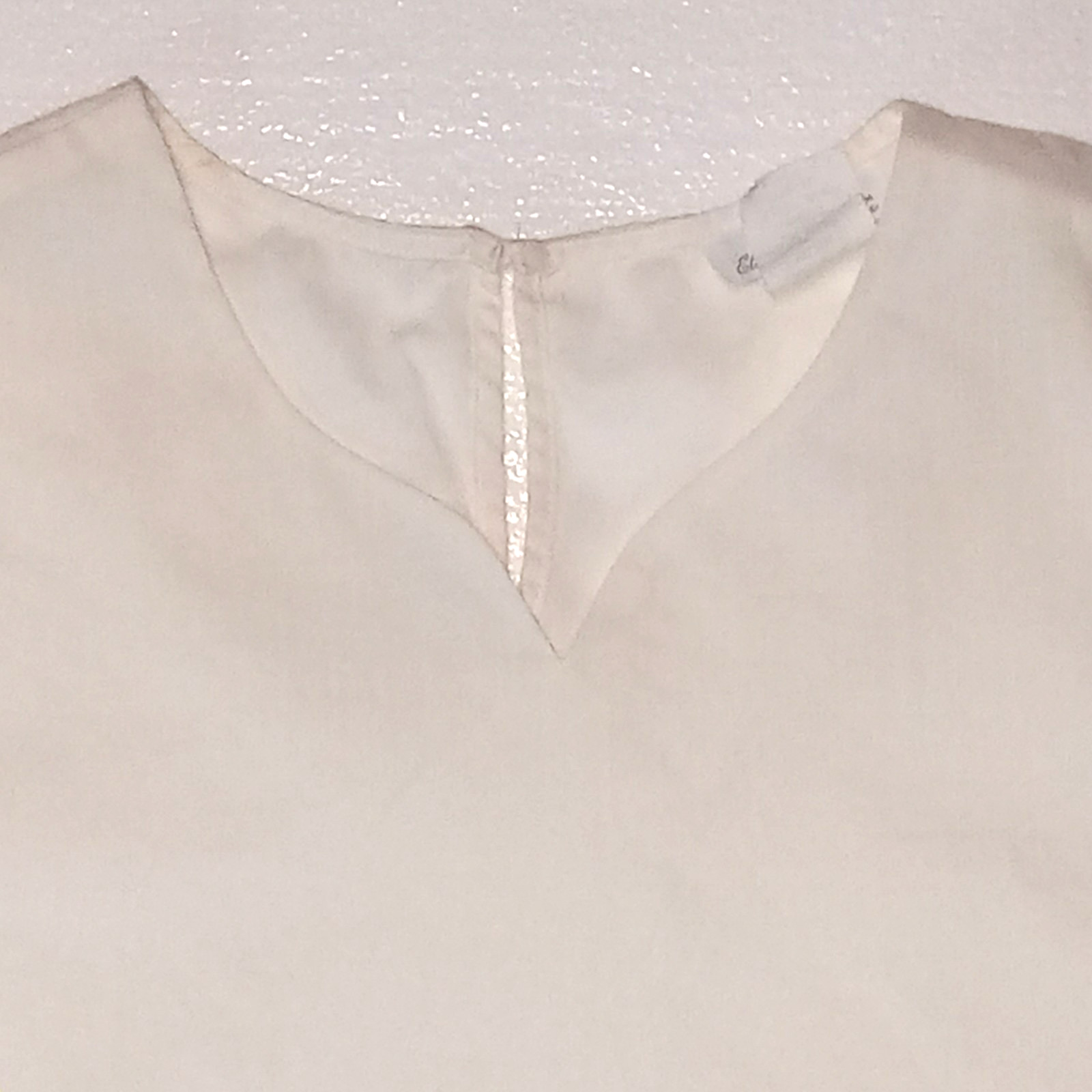 Elizabeth Williams Cream Blouse Size 16 Curved Neckline Classic See Through