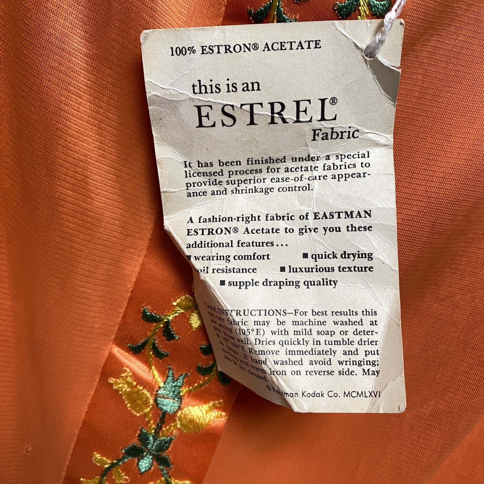 Vintage 1960s Orange Button Front Housecoat Robe Size 14 Pockets Acetate Tricot