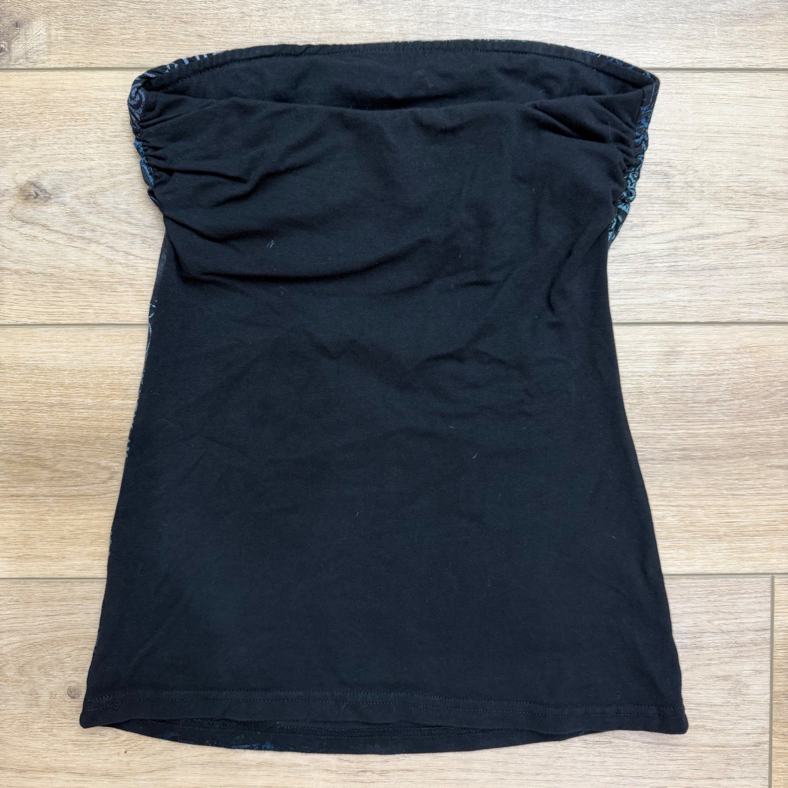 Vintage Fang Y2K Grunge Whimsigoth Mandala Tube Top Built In Bra Black Blue