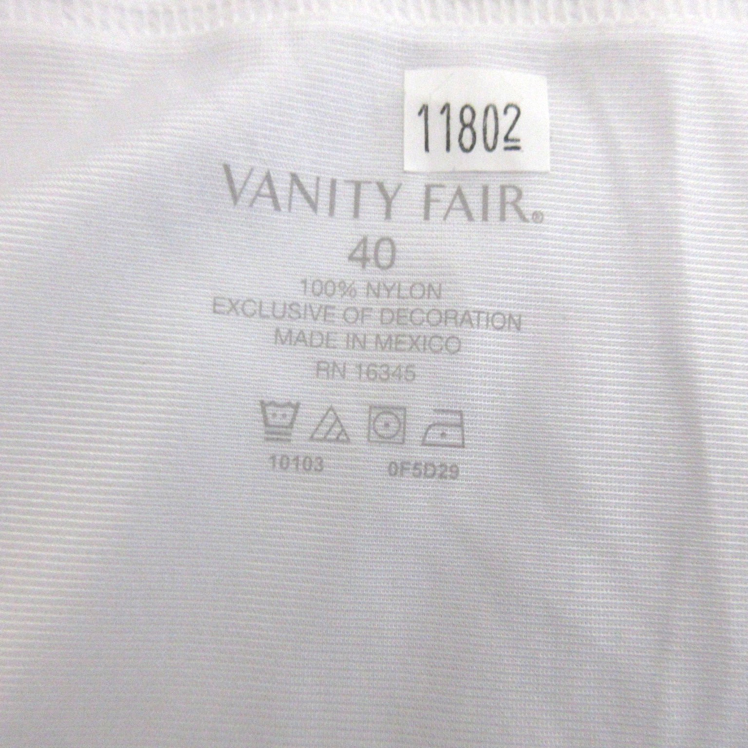 Vanity Fair Full Slip Sz 40 White 100% Nylon Lace Trim Adjustable Straps NOS VTG