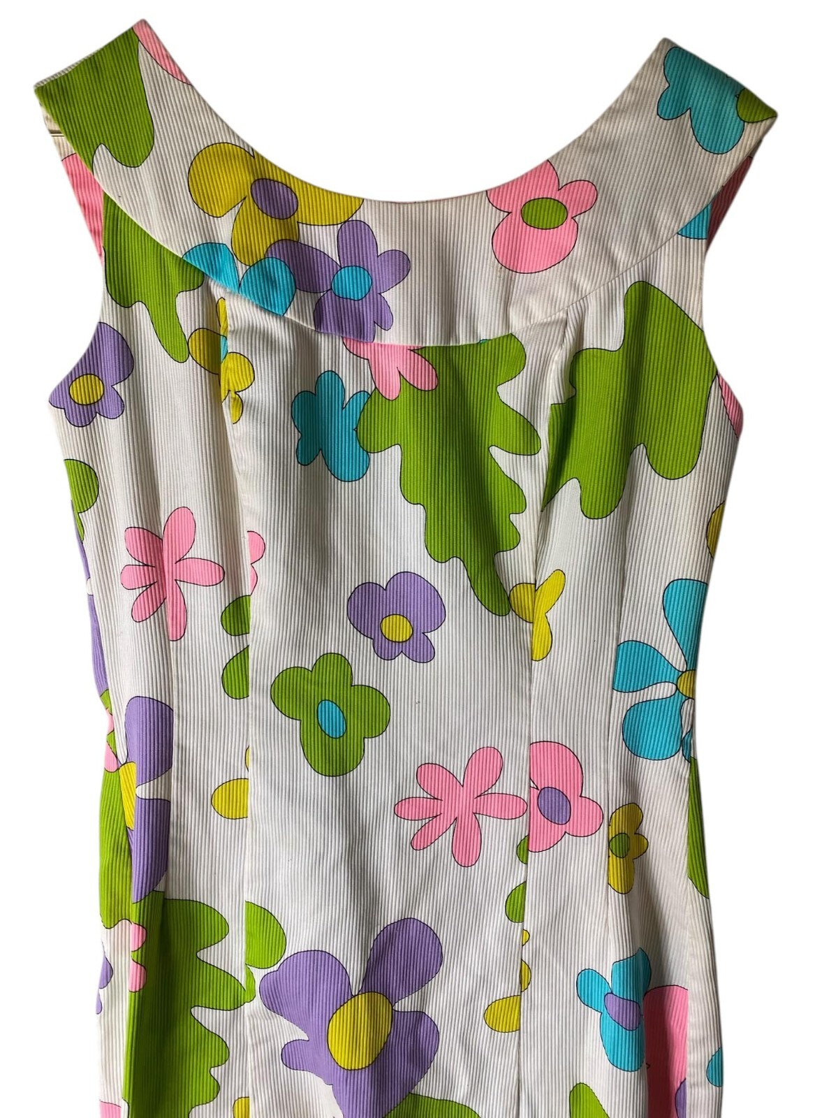Vintage Hawaiian For Andrade Honolulu Flower Power 60s Dress RARE