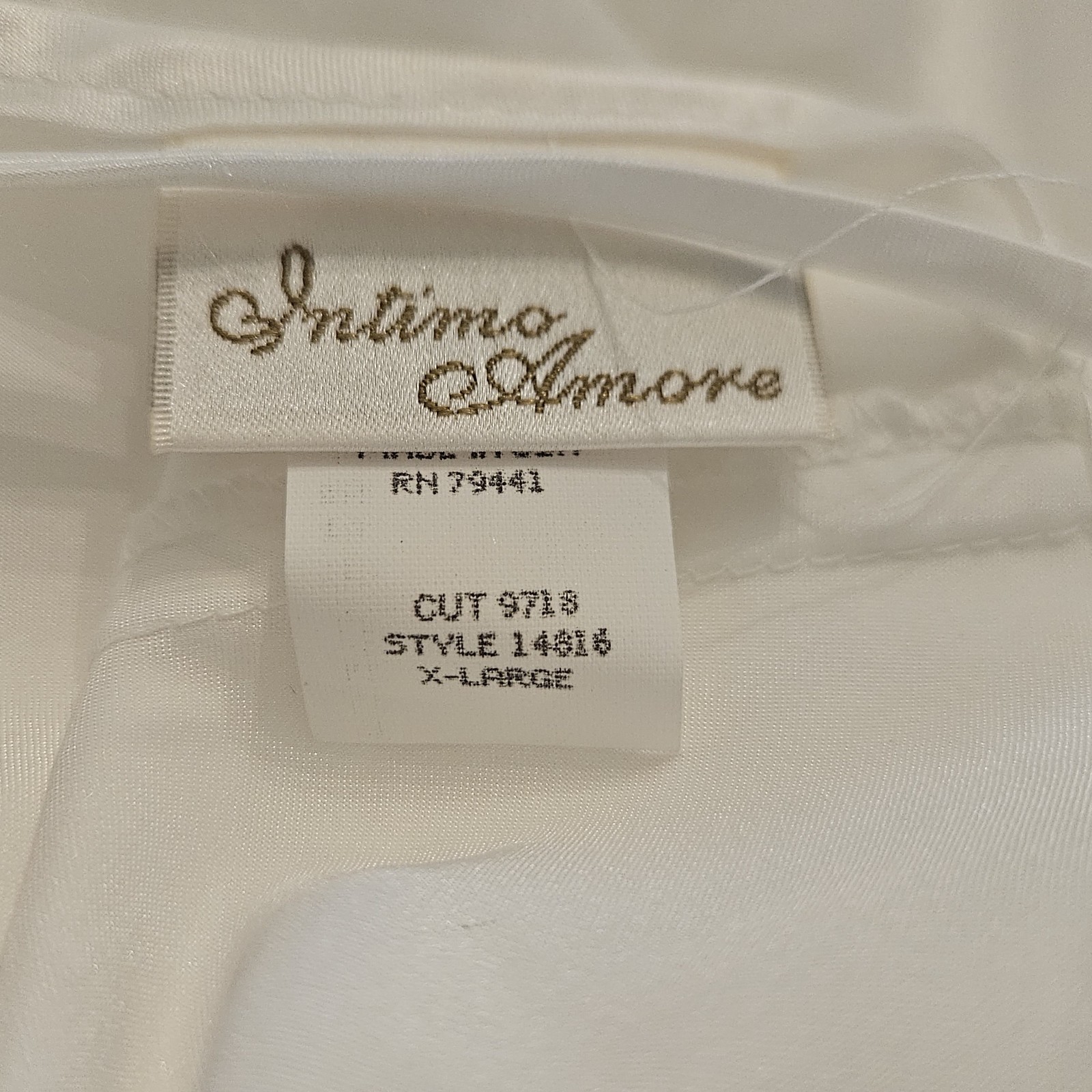 Vintage Intimo Amore White Beaded Satin Bridal Nightgown Sz XL & Sheer Robe Sz L