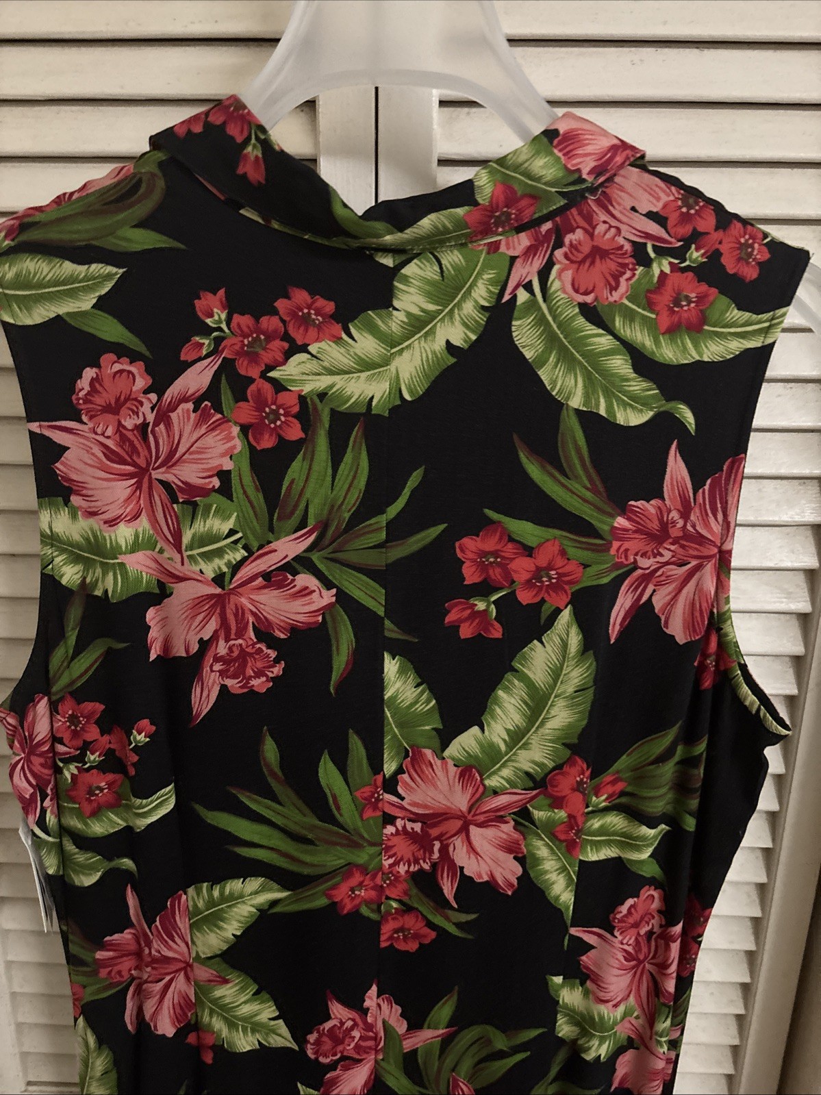 Melissa Harper Black Red Collared Floral Dress 4 Button Size 16 Talla