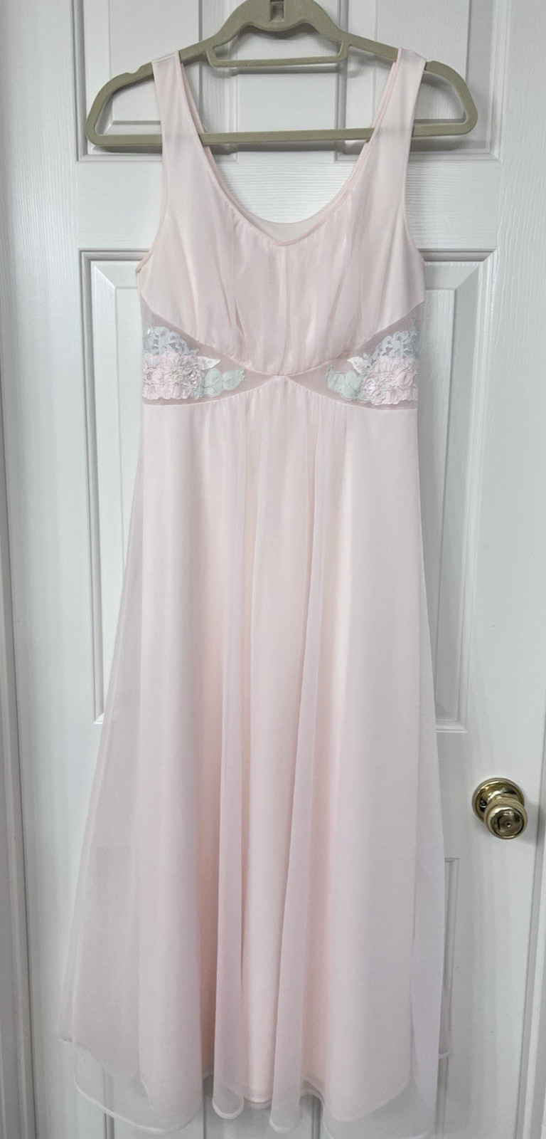 Vintage Shadowline Pink Nylon and Chiffon Long Peignoir Set Size S