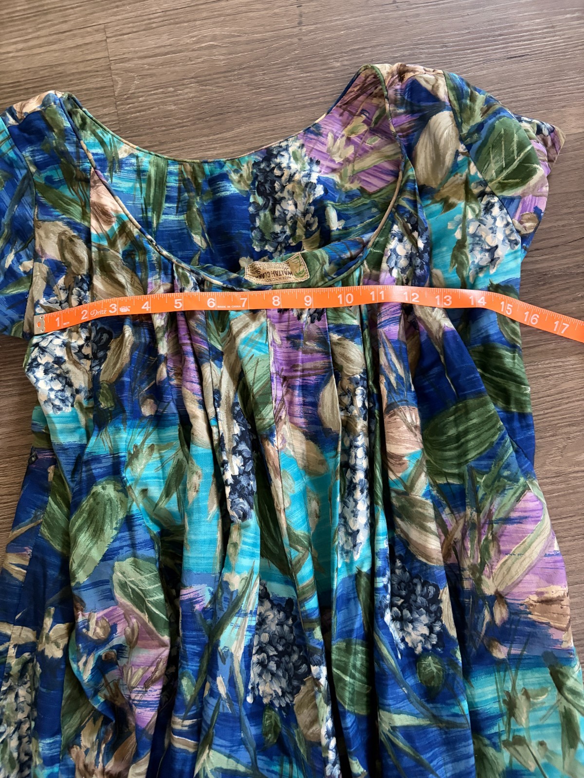 Vintage 1950s Waltah Clarke’s Hawaiian Floral Maxi Dress Blue Purple S M
