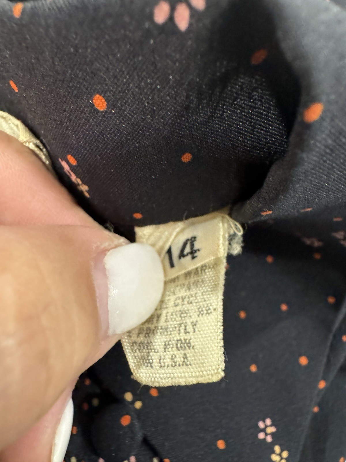 Vintage LANVIN Micro Floral Sheath Shirt Dress Size 14