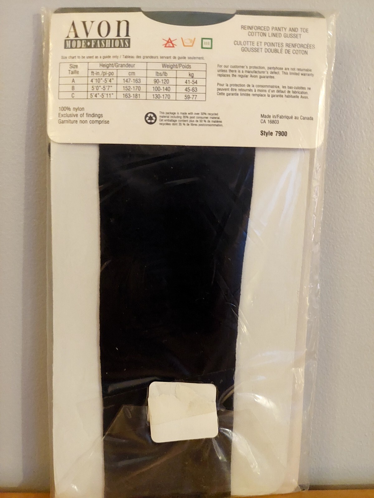 Vintage Pantyhose Avon Fashion Regular Sheer Size A Color Navy BDR2
