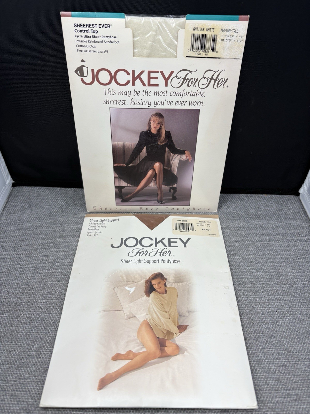 Vintage Jockey For Her Pantyhose Lot of 2 Sheerest Ever Light Support Med-Tall
