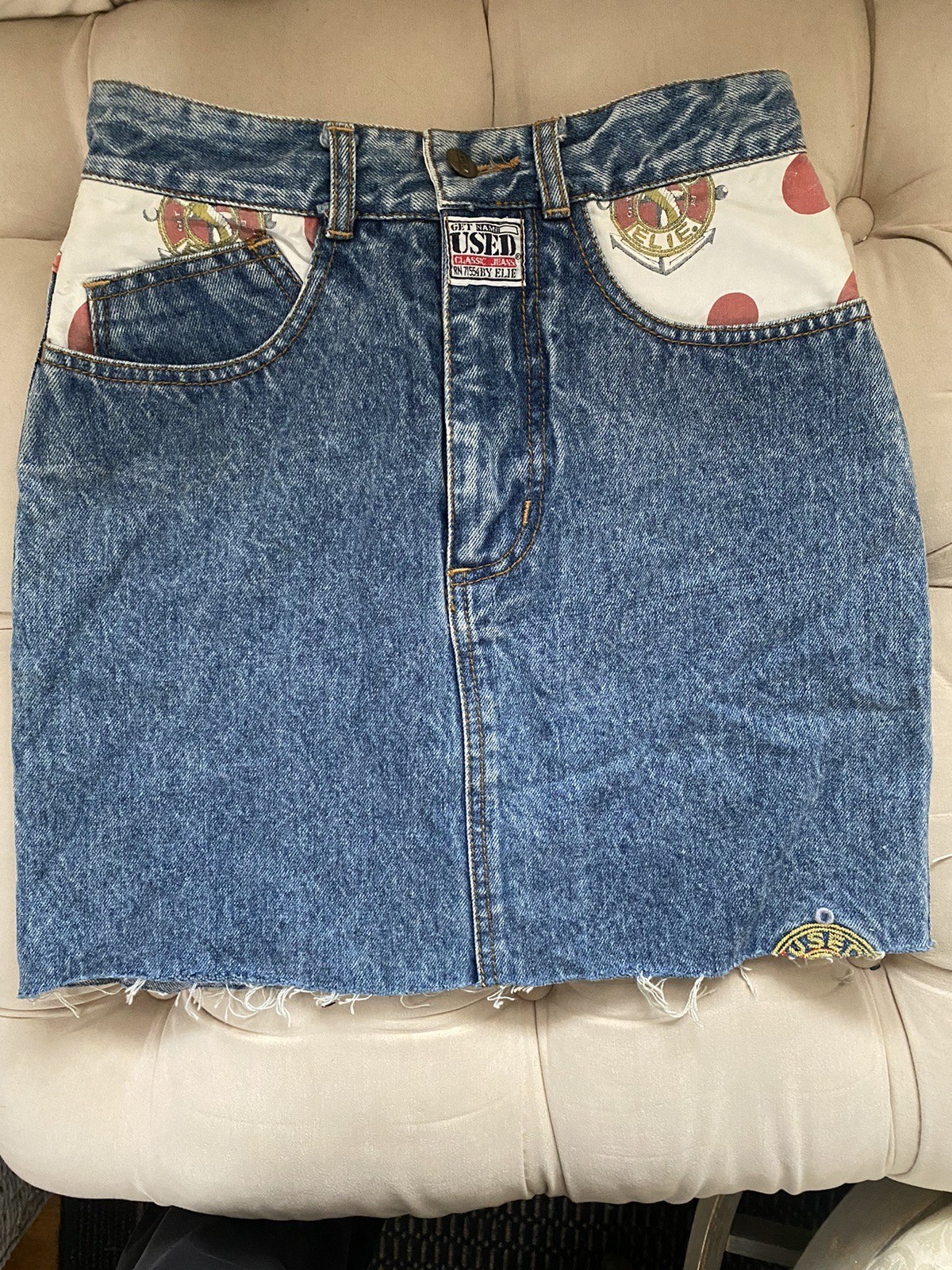 Vintage Denim Patchwork Skirt By Get Used By Elie Women’s Size 27