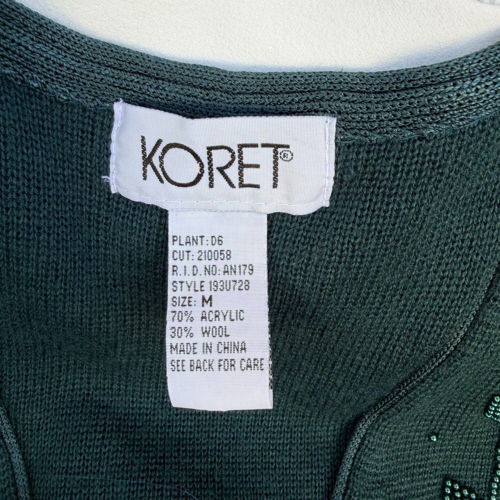 Vintage Koret Hunter Green Beaded Vest 90’s Y2K Grandma Cottage Teacher BOHO