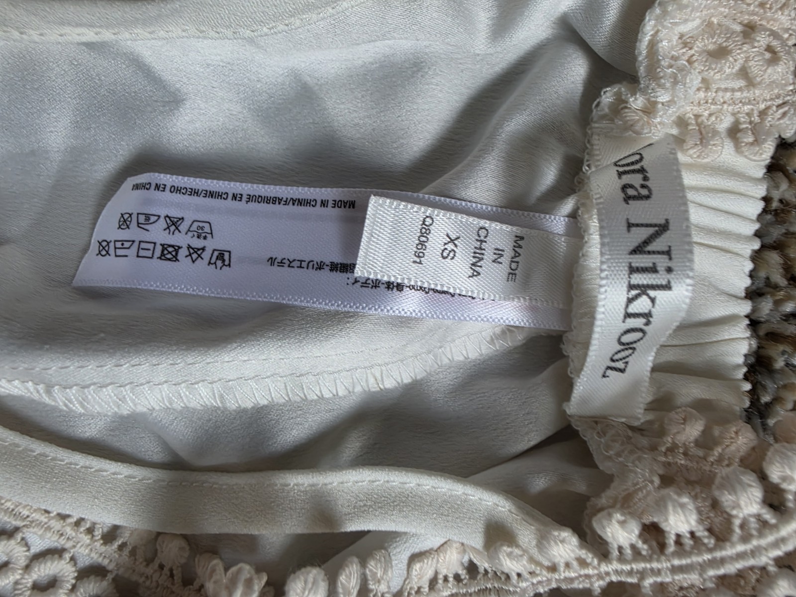 Flora Nikrooz White Lace Trim Slip, XS Regular, Rayon/Polyester/Spandex
