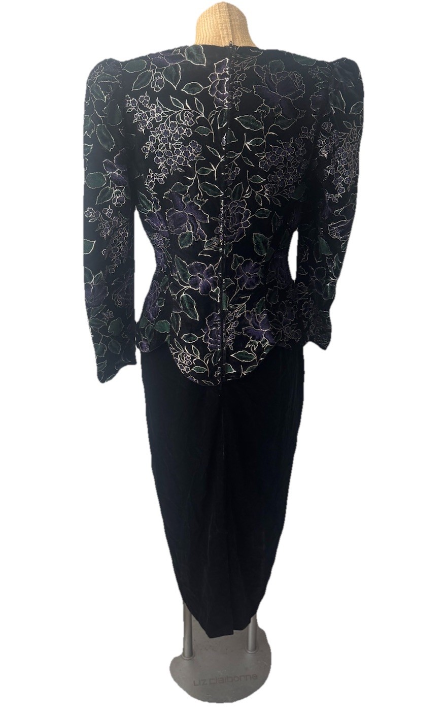 Scott Mcclintock Talbots Dress Holiday Velvet Black Purple Sz 12 Fits Like 8-10