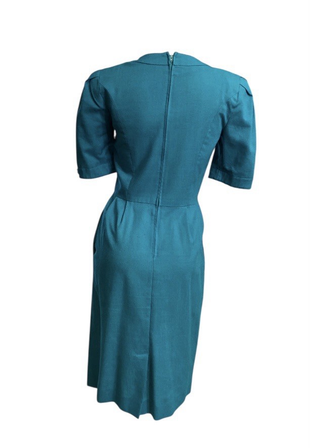 Vintage David Warren New York Midi Secretary Dress Short sleeve Turquoise Green