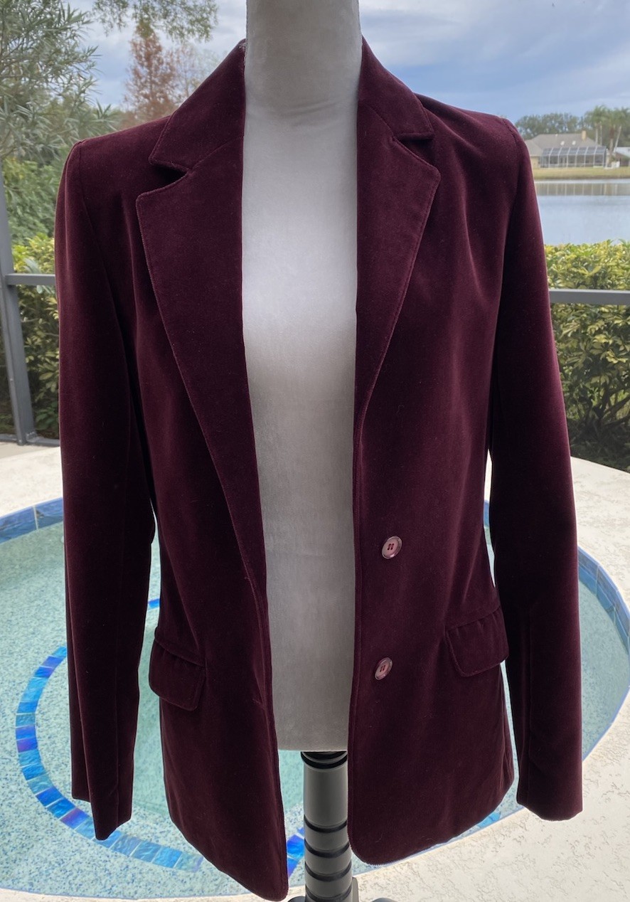 Sport Ease Fashions Velour Jacket Maroon Size 10 Style 8906T – 1960’s?