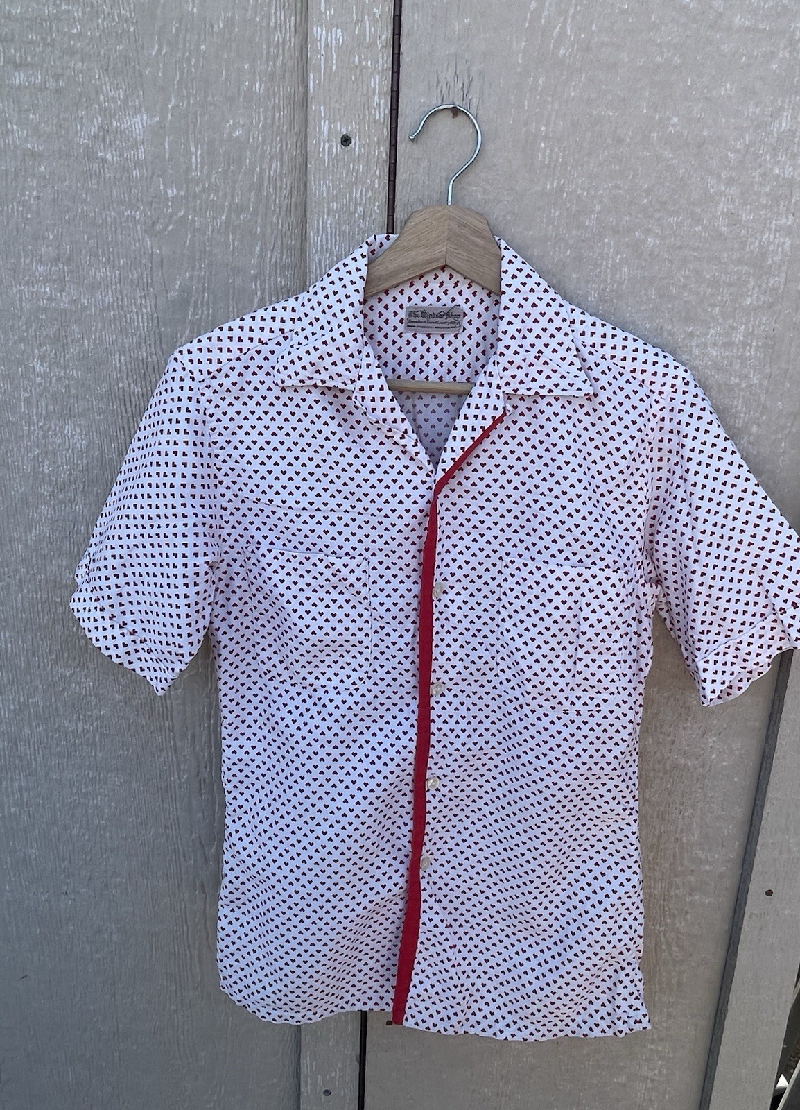 Vintage 50s 60s Unique Polka Dot Loop Collar Button Up Shirt Women’s M Windsor