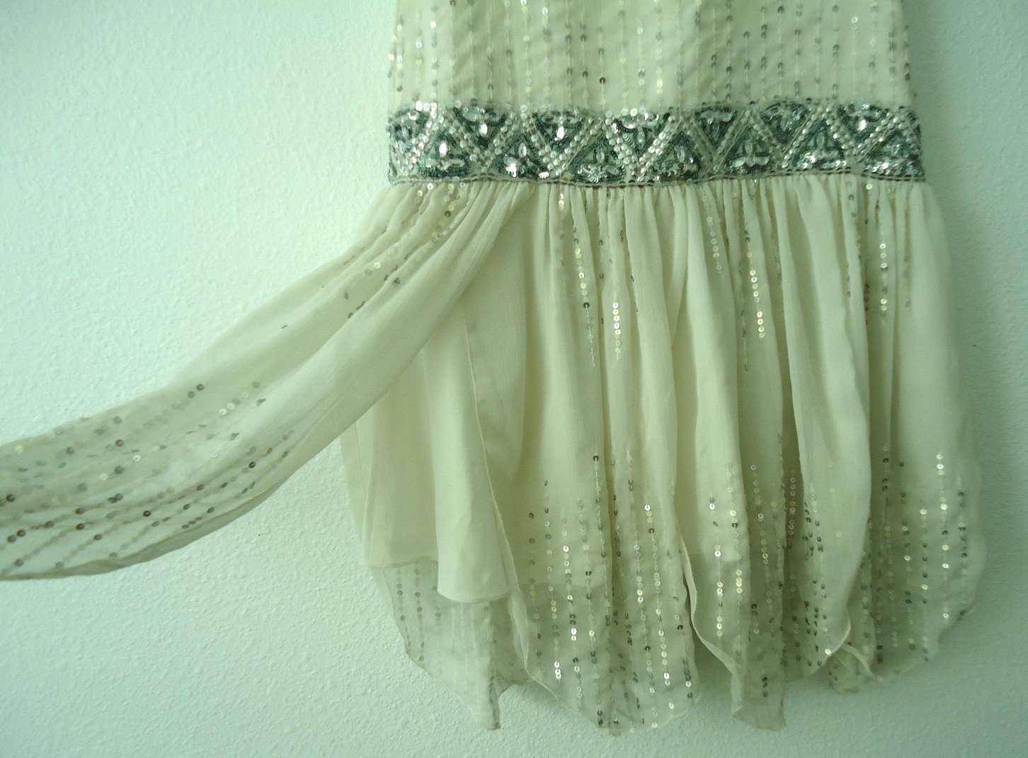 Vgt-50s MONSOON Girl’s Flapper Ivory Flapper Glitter Rhinestones Dress Size-8-9