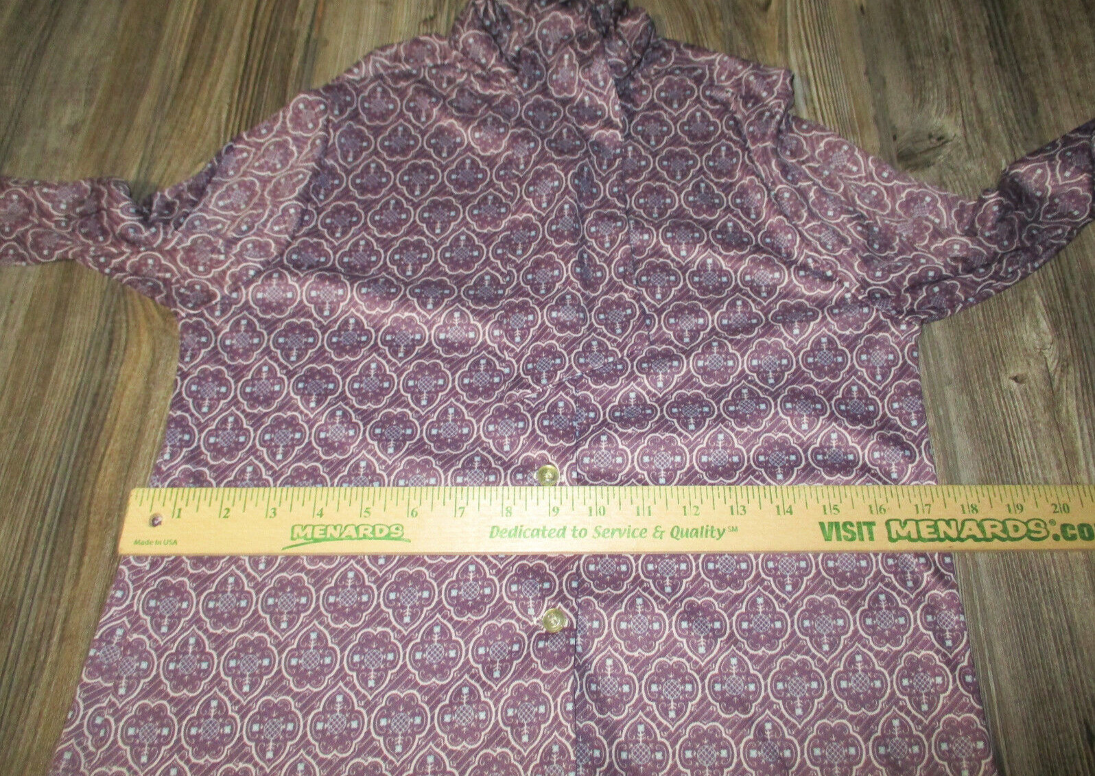 Vitg 80s Cape Cod Match Mates Purple Print Long Slv Top Size 14 Made in USA