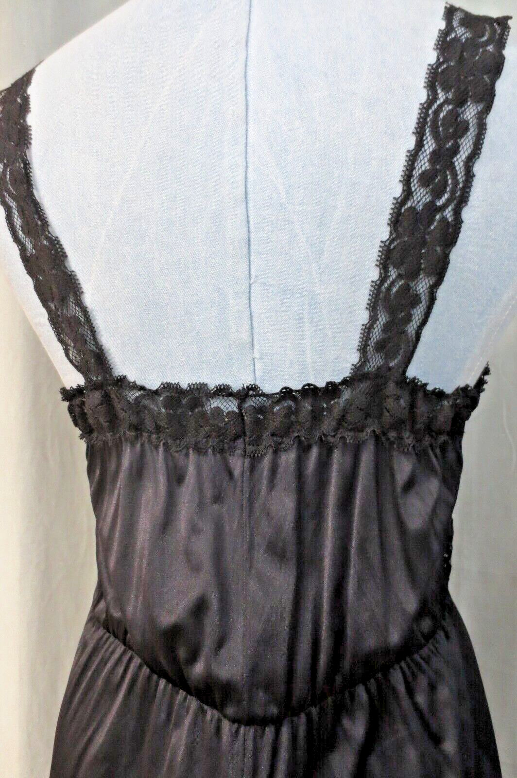 Vtg Jenelle Of California 2 Pc Sexy Black Peignoir Nightgown & Robe Small