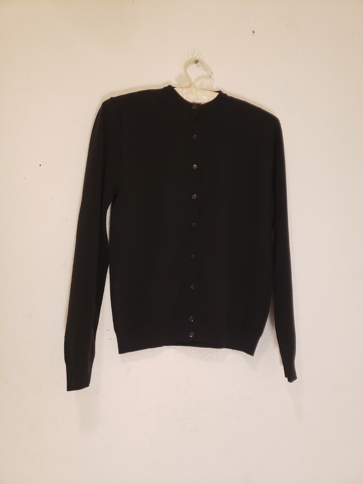 Vtg 40s 50s Greystone Banlon Black Cardigan Sweater Sz 38 M L MCM