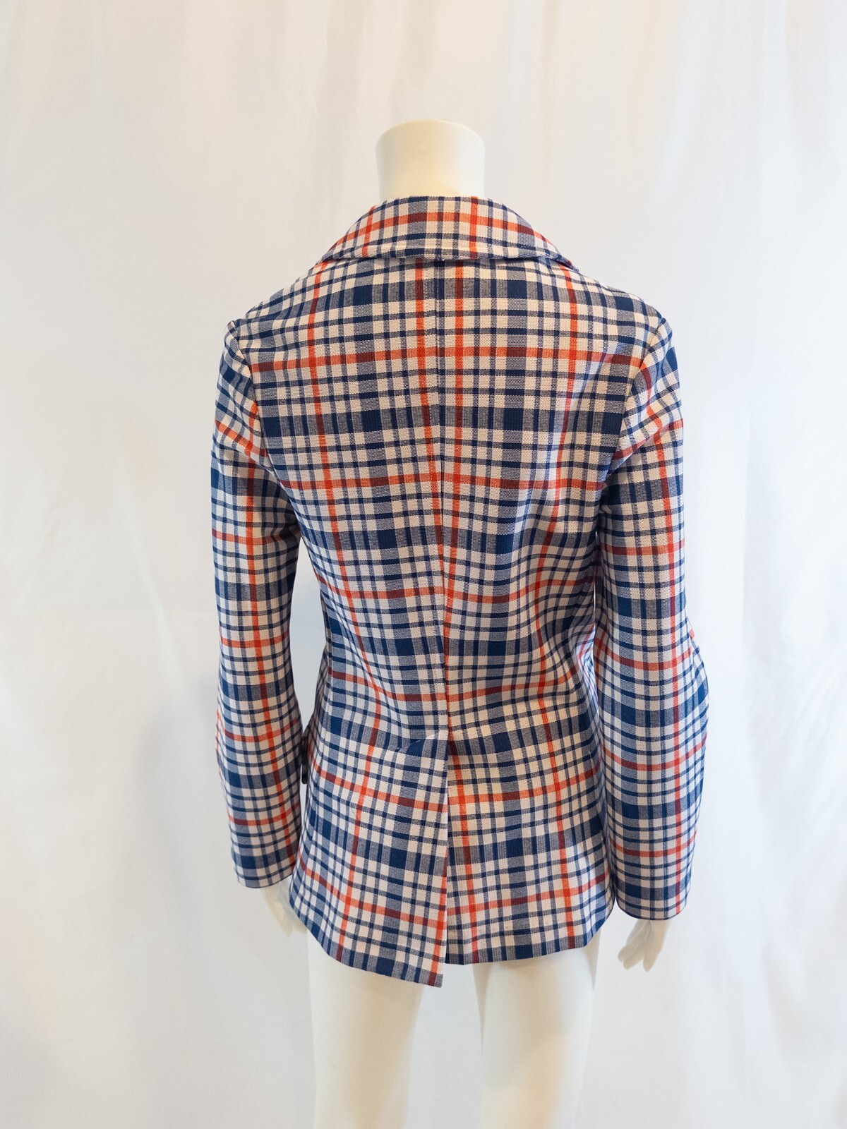 1970s Plaid Double Knit Women’s Skirt Suit by KNIT-INS size 9-10 Red,White,Blue