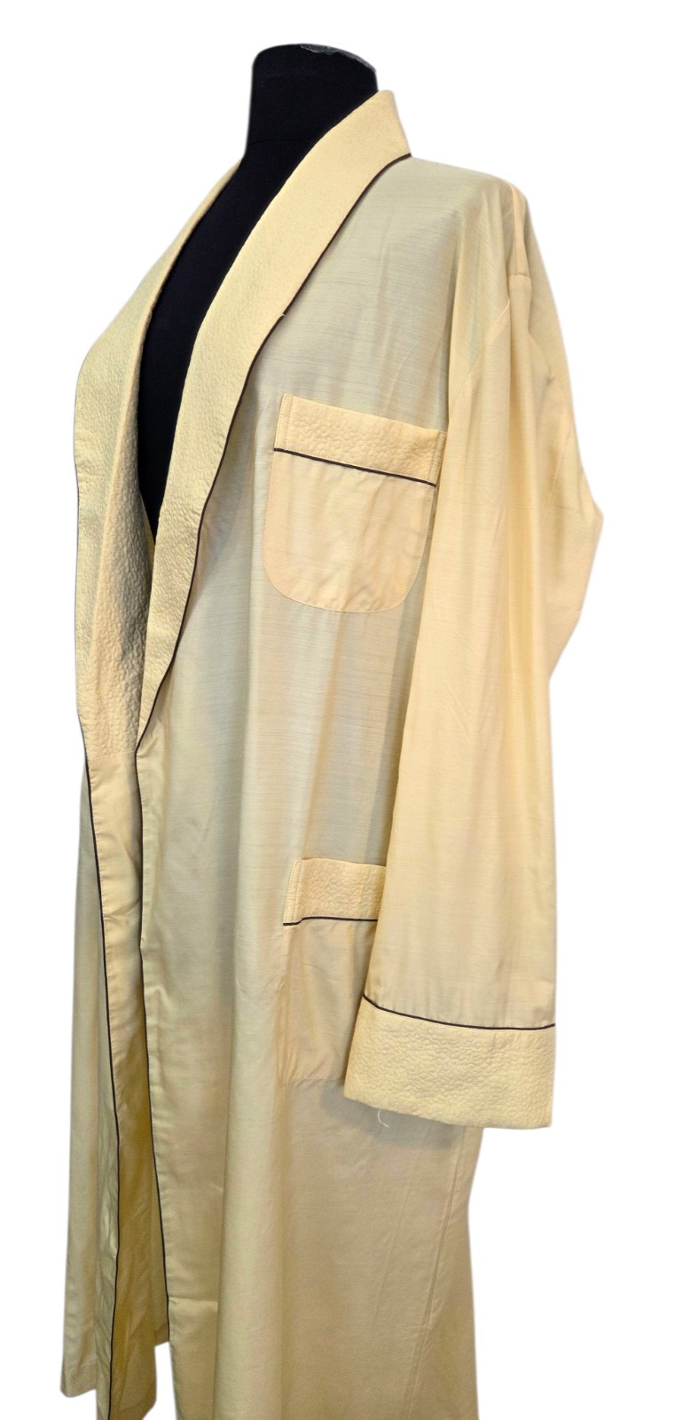 Vintage Peacock Robe 100% Silk Yellow Men’s XL Unisex Chinese Pockets Open NWOT