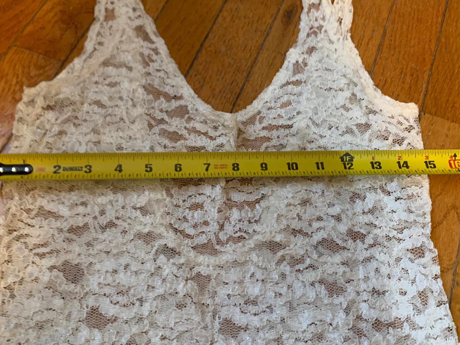 Sexy VTG Beige Gold Label Victoria Secret Sheer Lace Lingerie Nightie Slip M