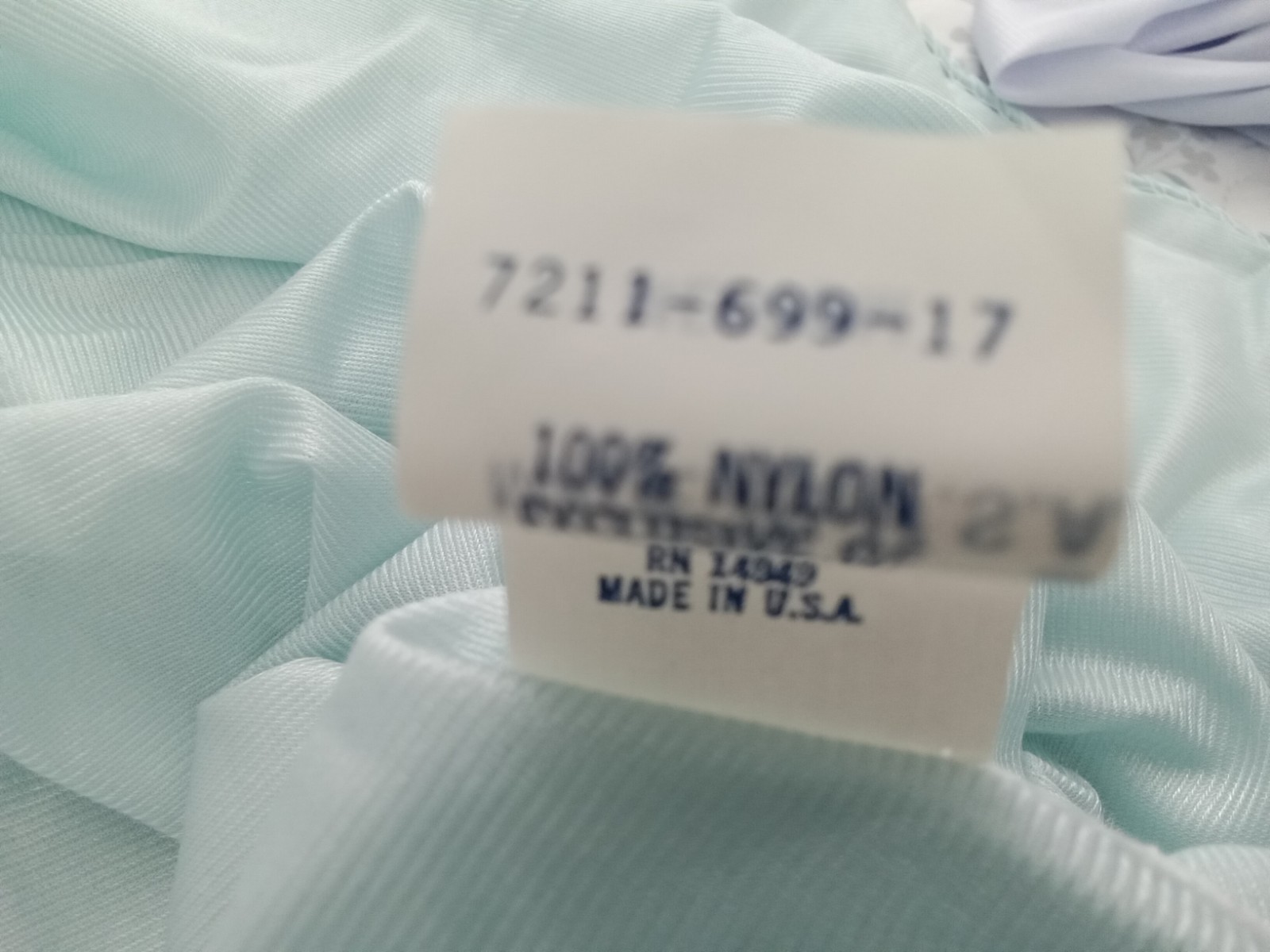 Velrose Vintage Light Aqua Nylon Short Nightgown Size Medium Lace Accents USA