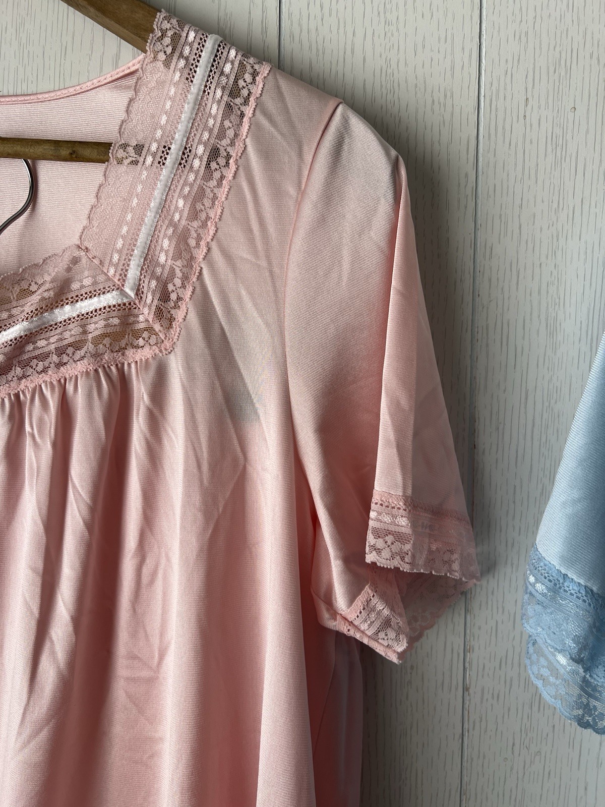 Lot Of 2 VANITY FAIR Vintage Pajama Sets Soft Pink & Blue Pants + Top All Nylon
