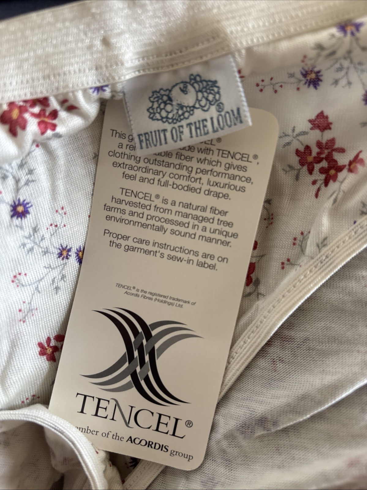 VTG rare nos Fruit of the Loom hicut Panties made of tencel Floral Briefs