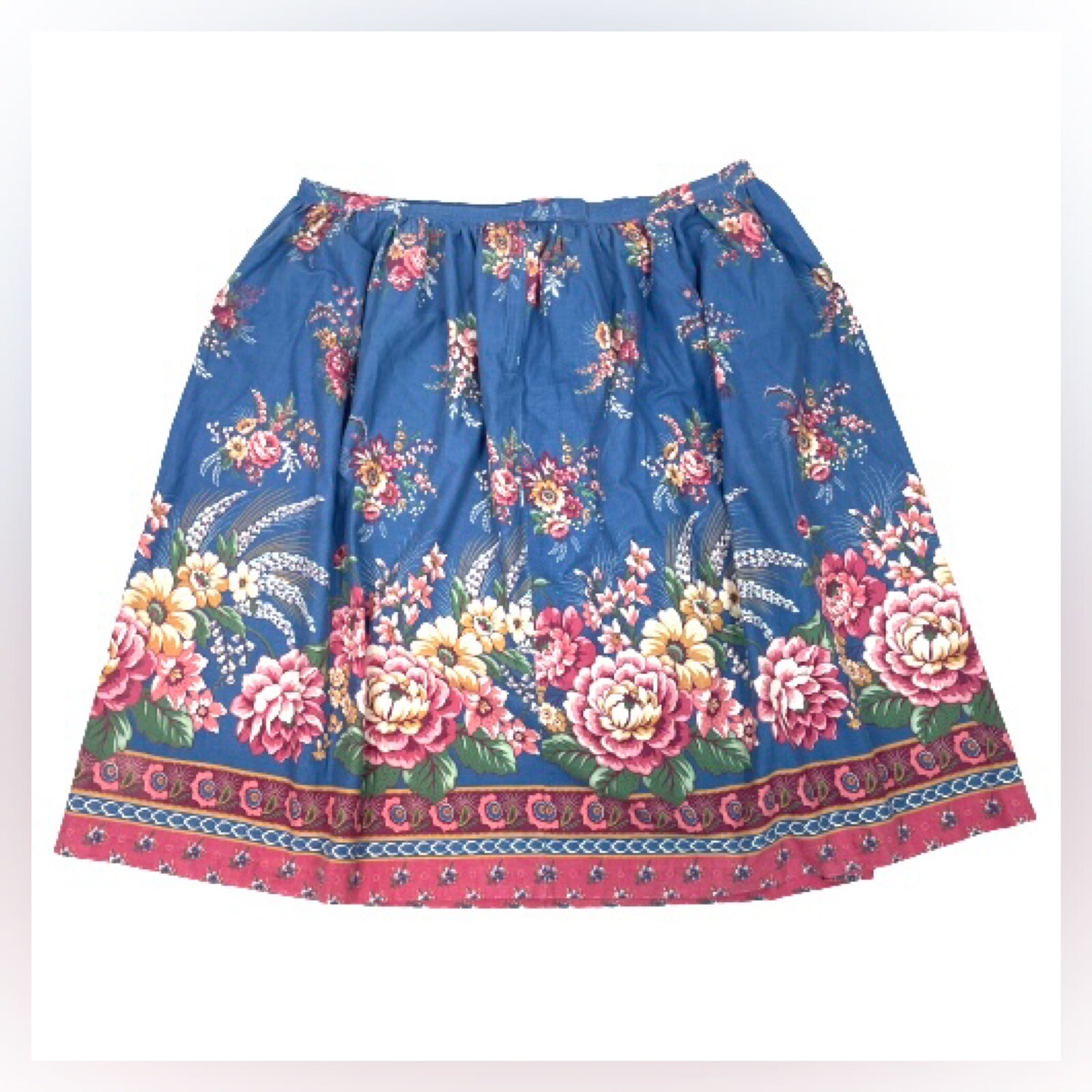1980s Aunt Abigail’s Attic Country Floral Full Knee Skirt Plus Size Vintage