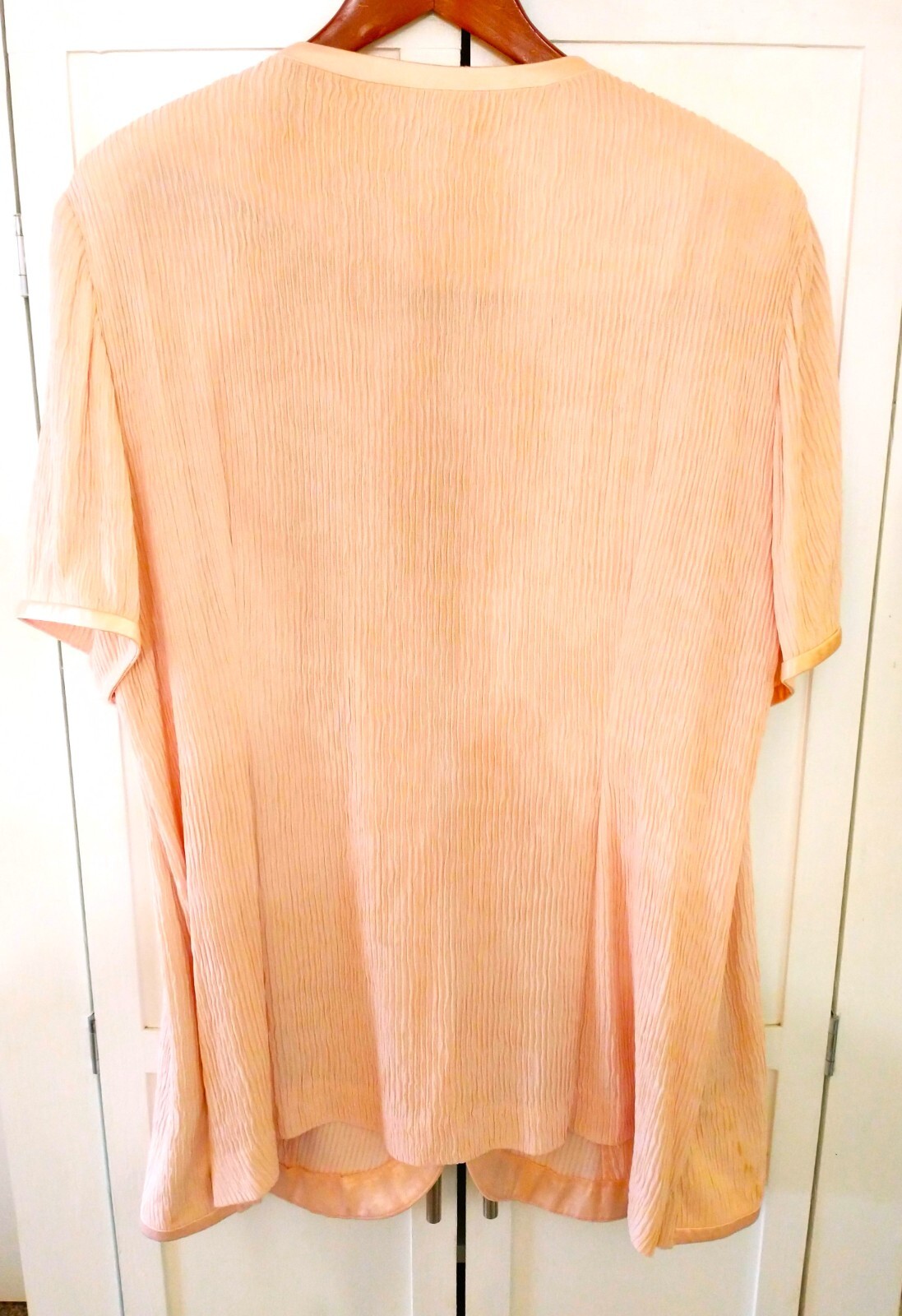 Vtg Leslie Fay Pink Salmon One Button Crepe Embroidered Fabric Jacket Size 22WP